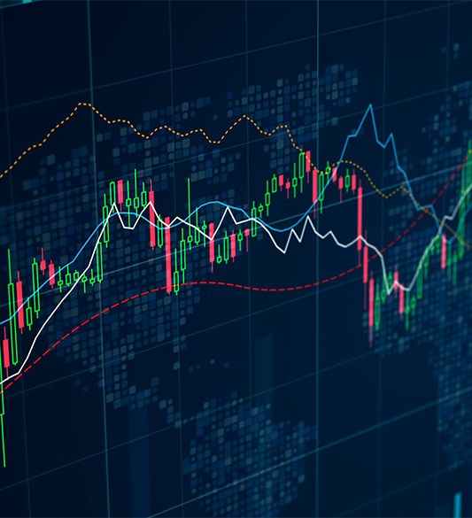 Digitale Börsen-Chart mit Kurs- und Candlestick-Darstellungen – barrierefreie Datentabellen und Banking-Anwendungen für Finanzdienstleister nach WCAG 2.2