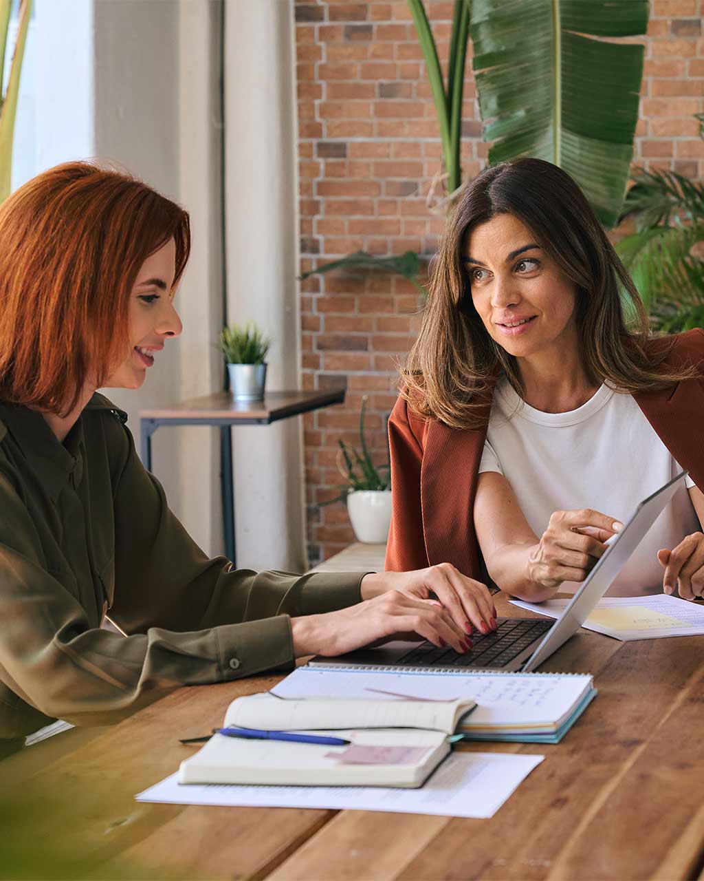 Zwei Frauen arbeiten engagiert gemeinsam am Laptop mit Notizen auf dem Tisch – IFDB-Partnerschaft als neues Geschäftsfeld für Agenturen und Dienstleister im Bereich BFSG-Konformität und digitale Barrierefreiheit